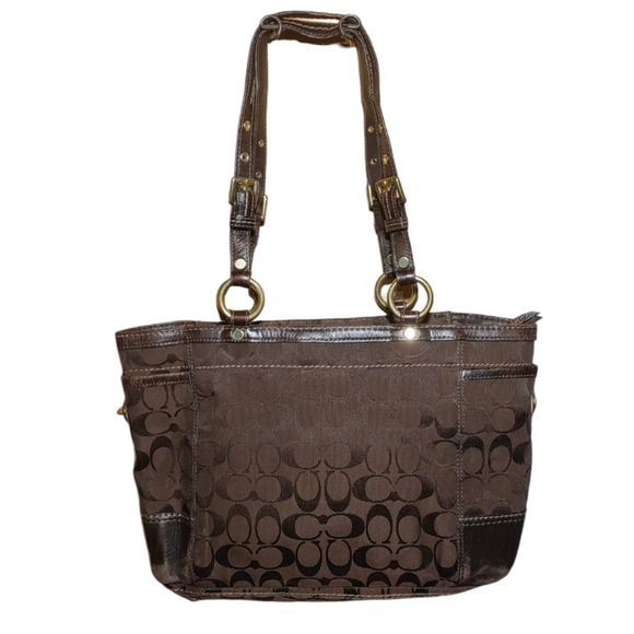 Coach Gallery Brown Signature Canvas Shoulder Bag - Picture 2 of 16